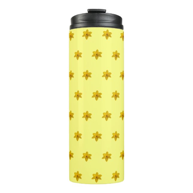 Yellow Daffodil Flower Seamless Pattern on Thermal Tumbler (Front)
