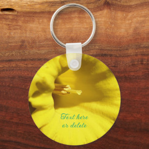 Yellow Daffodil Flower Up Close Personalized Key Ring