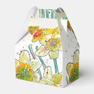 Yellow Daffodil flower Watercolor Birthday Favour Box