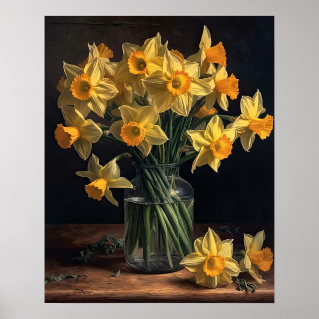 Yellow Daffodil Flowers Art Print Poster (Front)