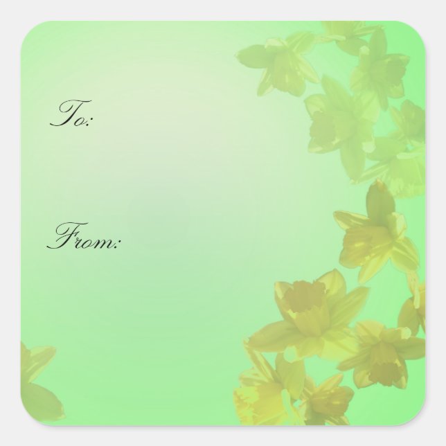 Yellow daffodil flowers holiday gift wrap stickers (Front)