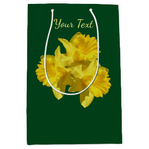 Yellow Daffodil Flowers Personalised Medium Gift Bag