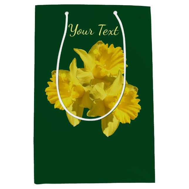 Yellow Daffodil Flowers Personalised Medium Gift Bag (Front)