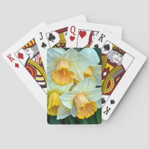 Yellow daffodil flowers playing cards
