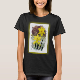 Yellow Daffodil March Flower Easter Floral Spring T-Shirt