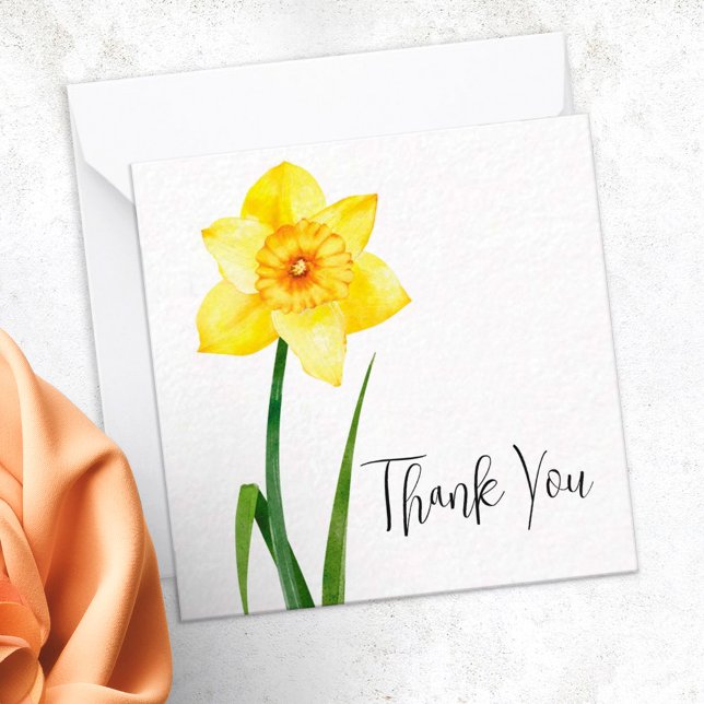 Yellow Daffodil Narcissus Personalised Thank You Card (Creator Uploaded)