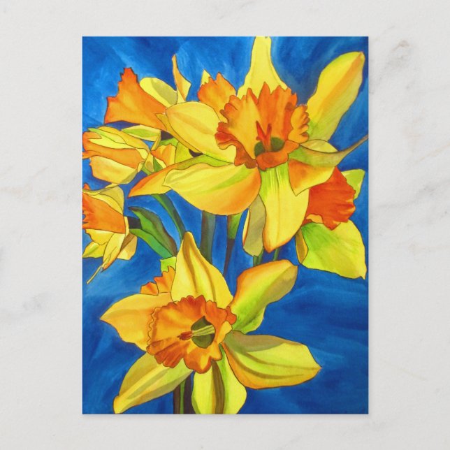 Yellow daffodil narcissus watercolour painting postcard (Front)
