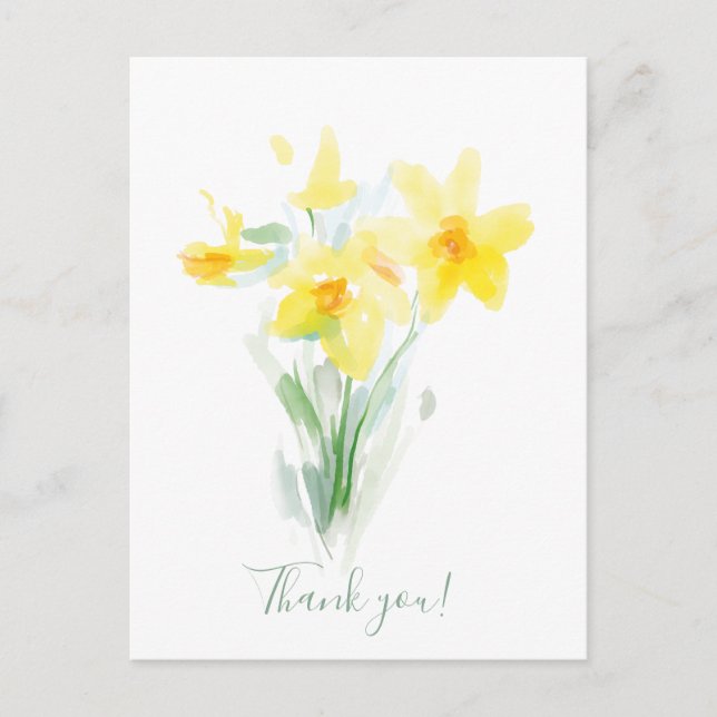 Yellow Daffodil / Personalized/ Thank You Postcard (Front)