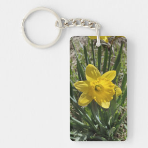 Yellow Daffodil Plant Key Ring