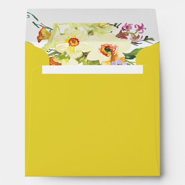 Yellow Daffodil Return Address Envelope (Back (Bottom))
