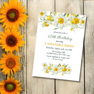 Yellow Daffodil Spring Rustic Floral Birthday  Invitation