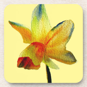 Yellow Daffodil watercolour art Spring Flower Coaster