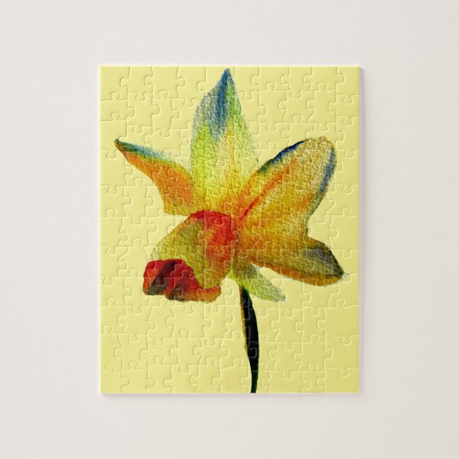 Yellow Daffodil watercolour art Spring Flower Jigsaw Puzzle (Vertical)
