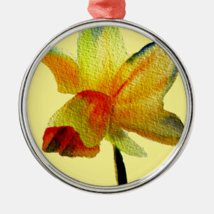 Yellow Daffodil watercolour art Spring Flower Metal Tree Decoration