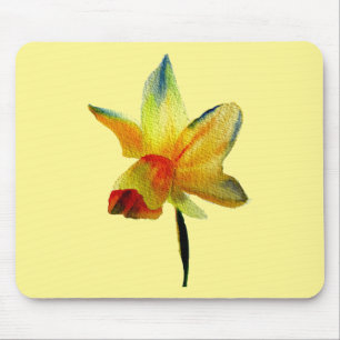 Yellow Daffodil watercolour art Spring Flower Mouse Mat