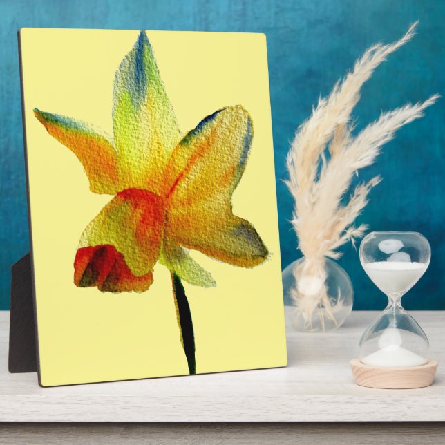 Yellow Daffodil watercolour art Spring Flower Plaque (Side)