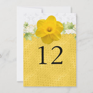 Yellow Daffodil Wedding Table Number