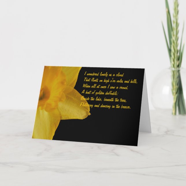 Yellow Daffodil; William Wordsworth Poem Note Card (Front)