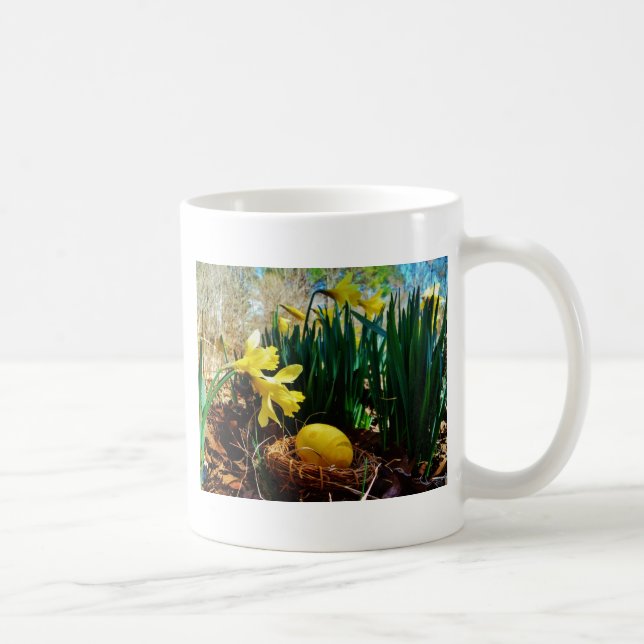 Yellow Daffodils and a Yellow Easter egg Coffee Mug (Right)