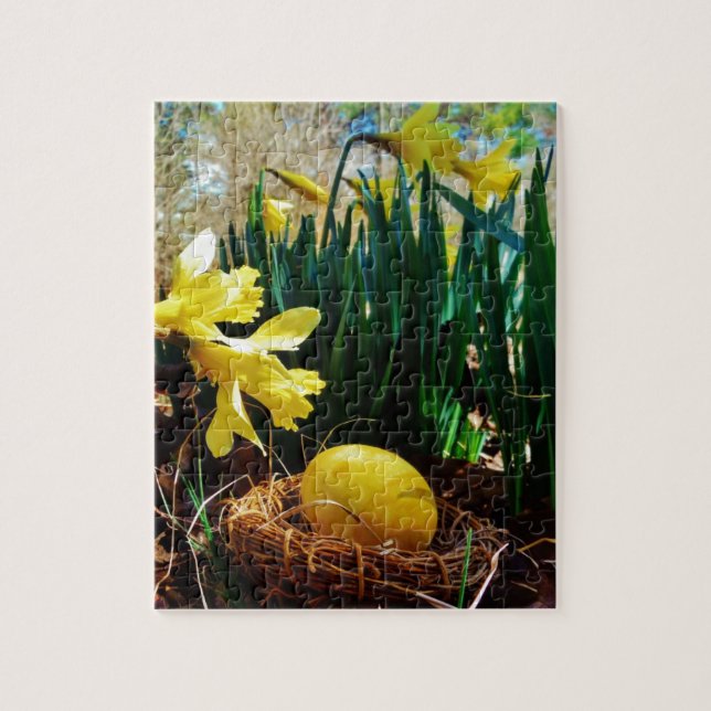 Yellow Daffodils and a Yellow Easter egg Jigsaw Puzzle (Vertical)