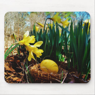 Yellow Daffodils and a Yellow Easter egg Mouse Mat