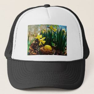 Yellow Daffodils and a Yellow Easter egg Trucker Hat