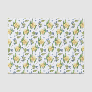 Yellow Daffodils and Blueberries  Tissue Paper