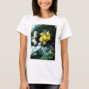 Yellow Daffodils flowers in the snow T-Shirt