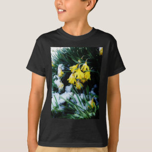 Yellow Daffodils flowers in the snow T-Shirt