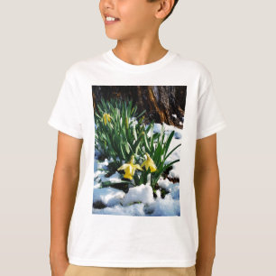 Yellow Daffodils flowers in the snow T-Shirt