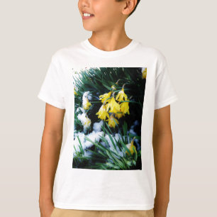 Yellow Daffodils flowers in the snow T-Shirt