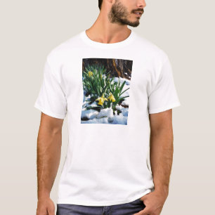 Yellow Daffodils flowers in the snow T-Shirt