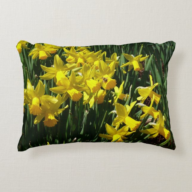 Yellow Daffodils I Cheery Spring Flowers Decorative Cushion (Front)