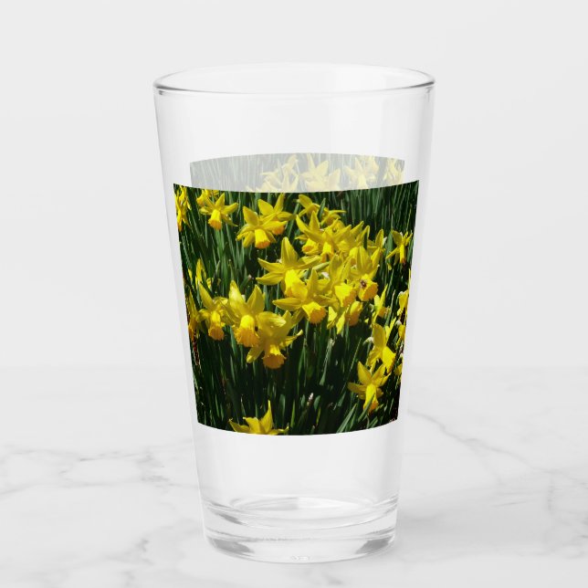 Yellow Daffodils I Cheery Spring Flowers Glass (Front)