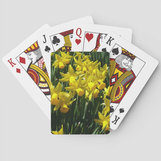 Yellow Daffodils I Cheery Spring Flowers Playing Cards (Back)