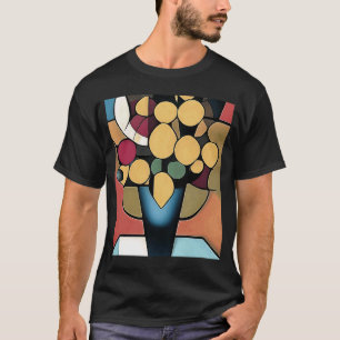 Yellow Daffodils In A Blue Vase Geometric Style Ar T-Shirt