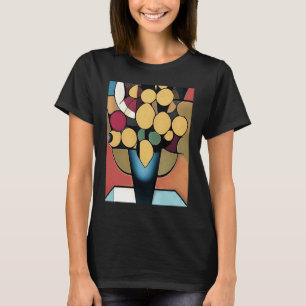 Yellow Daffodils In A Blue Vase Geometric Style Ar T-Shirt