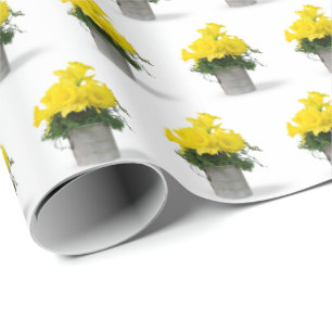 yellow daffodils in retro cup wrapping paper