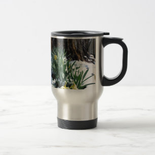 Yellow Daffodils in the snow Travel Mug