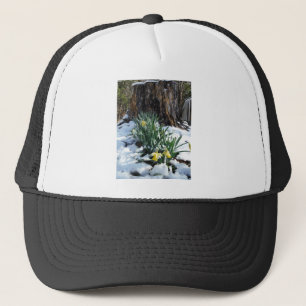 Yellow Daffodils in the snow Trucker Hat