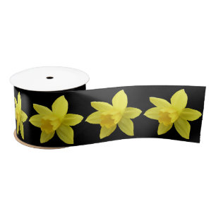 Yellow Daffodils on Black Satin Ribbon
