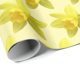 Yellow Daffodils on Cream Background Floral Wrapping Paper