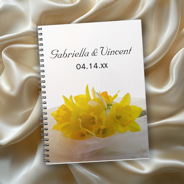 Yellow Daffodils on White Spring Wedding Notebook (Creator Uploaded)