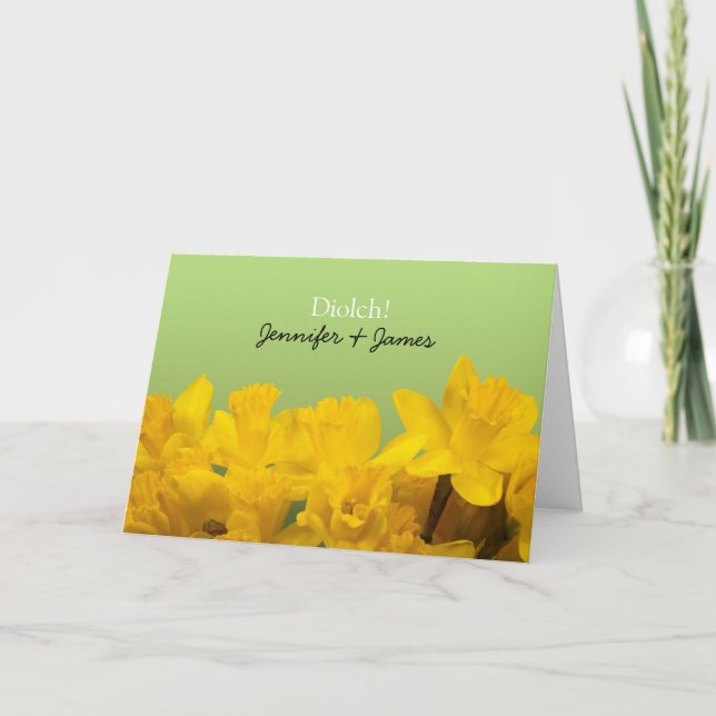 Yellow Daffodils Personalised Welsh Thank You Card (Front)
