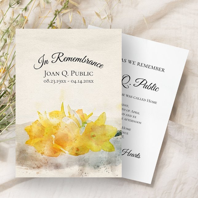Yellow Daffodils Spring Death Anniversary Memorial Invitation (Creator Uploaded)