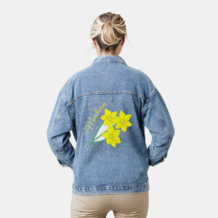Yellow Daffodils Spring Flowers Bunch Floral Denim Jacket