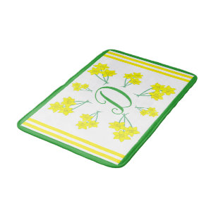 Yellow Daffodils Spring Flowers Bunch Initial Bath Mat