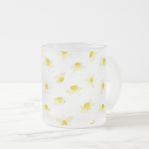 Yellow Daffodils Spring Modern. Frosted Glass Coffee Mug