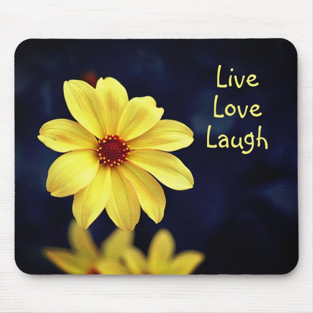 Yellow Dahlia Elegant Flower Inspirational Quote Mouse Mat (Front)