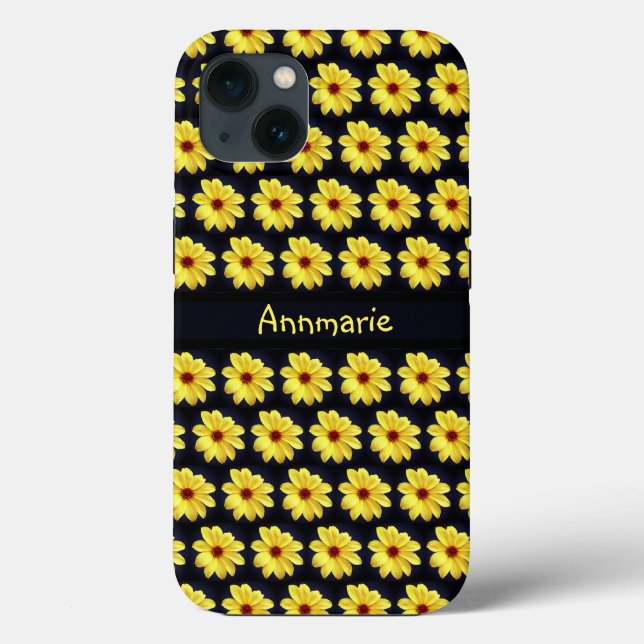 Yellow Dahlia Elegant Flower Monogram Case-Mate iPhone Case (Back)
